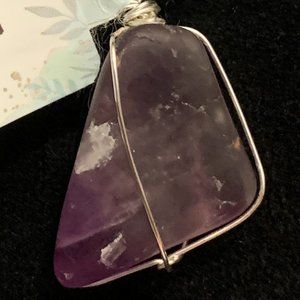 Fluorite (purple) #153, Polished Stone Pendant